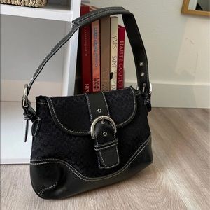 Coach Vintage Black Leather and Canvas Satchel
